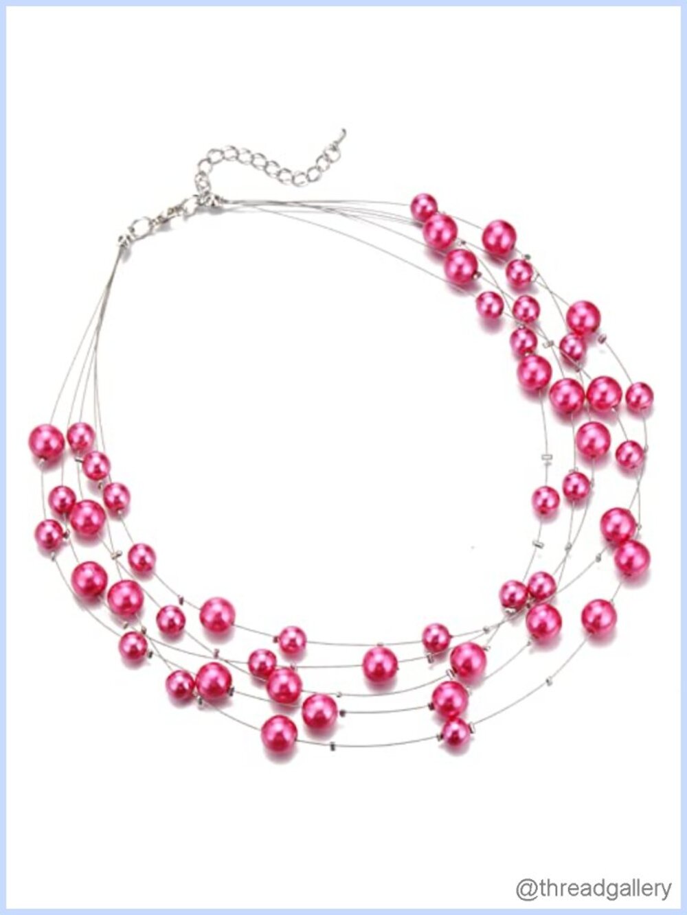 Layered Pearl Choker Necklace Multi Strand Beaded Lobster Clasp